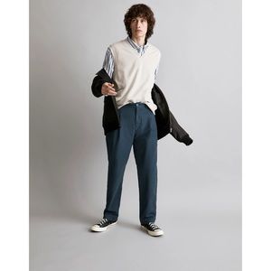 NWT Madewell Pleated Cotton Linen Chino Pants, Navy, 32x30